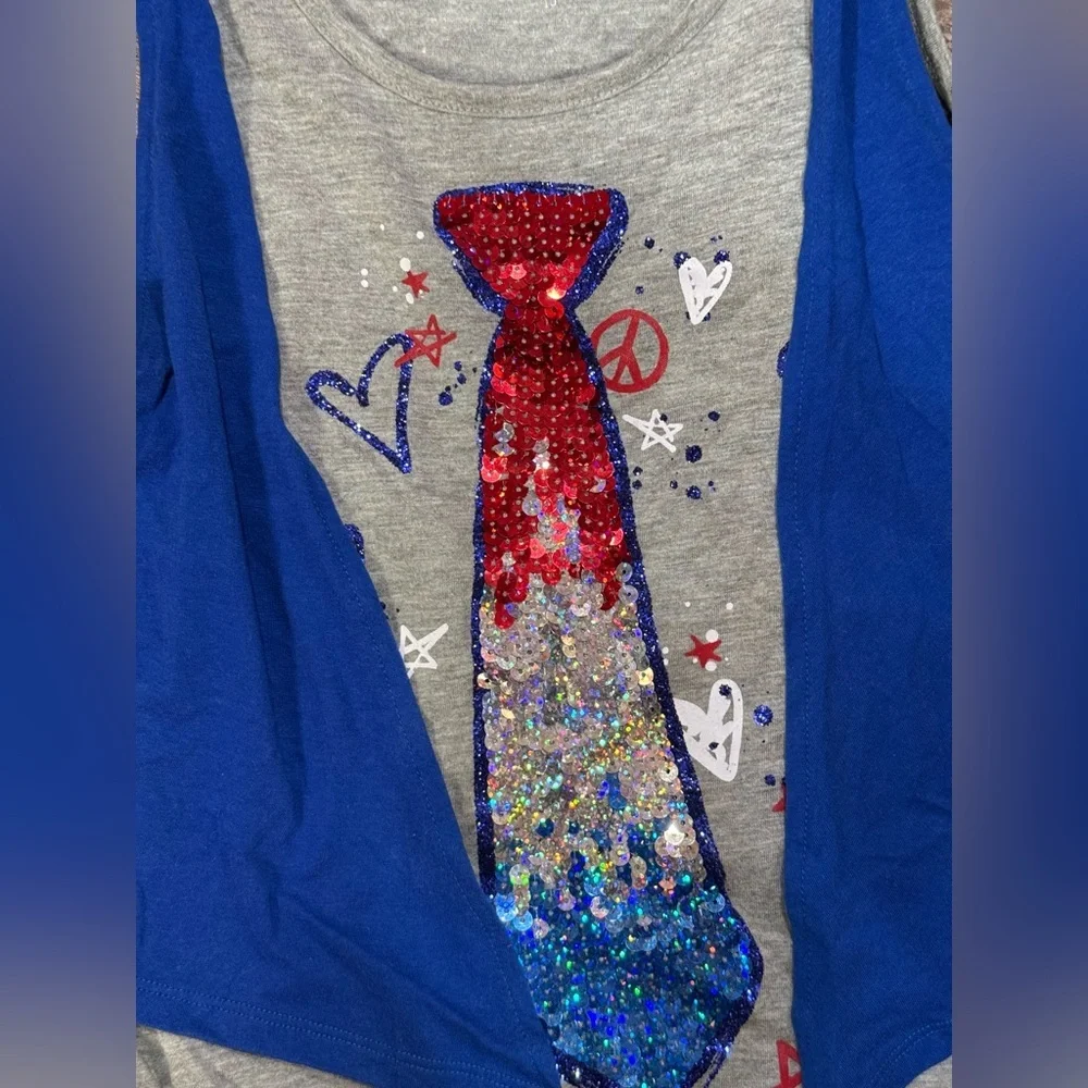 Justice Blue and Gray Layered Tank Top​